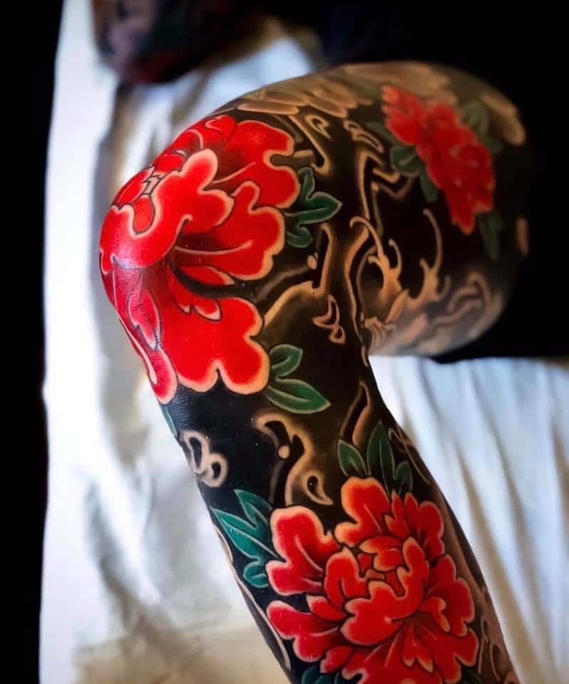 Tattoo hoa hình mẫu đơn nhật cổ