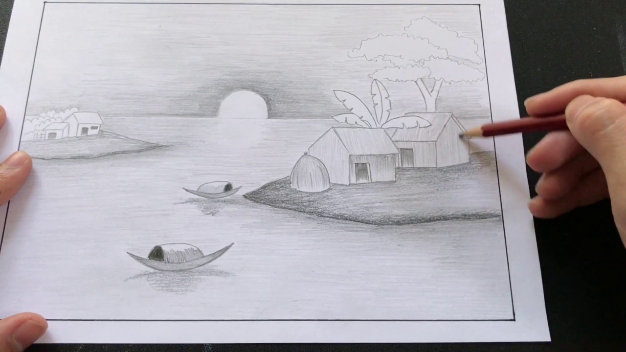 Vẽ tranh phong cảnh bằng bút chì màu