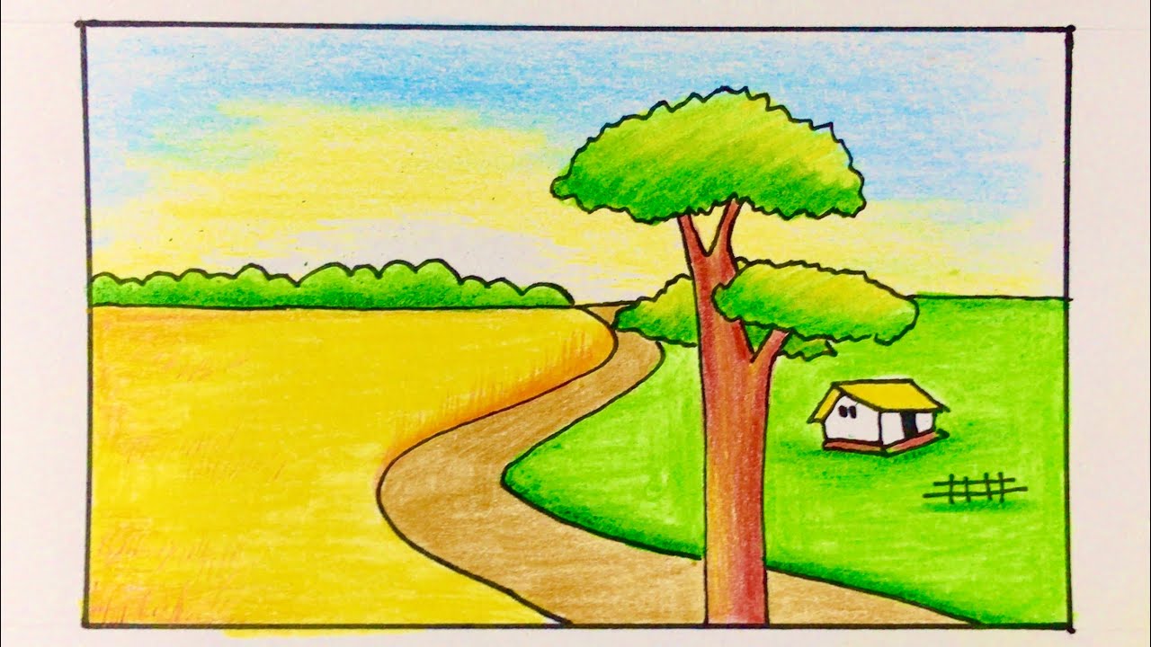 Vẽ tranh phong cảnh lớp 7 bằng màu nước