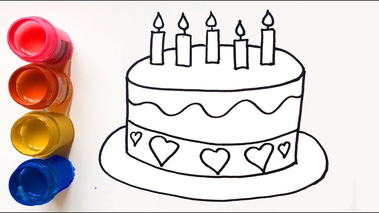 Cùng Bé Tập Vẽ và tô màu bánh sinh nhật siêu cute  HOW TO DRAW A CUTE  BIRTHDAY CAKE  YouTube