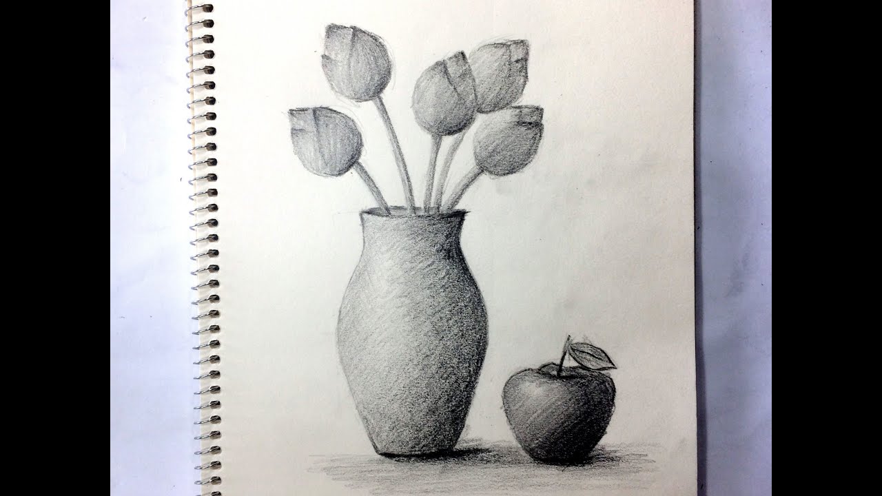 Tranh vẽ tĩnh vật lọ hoa và quả chì