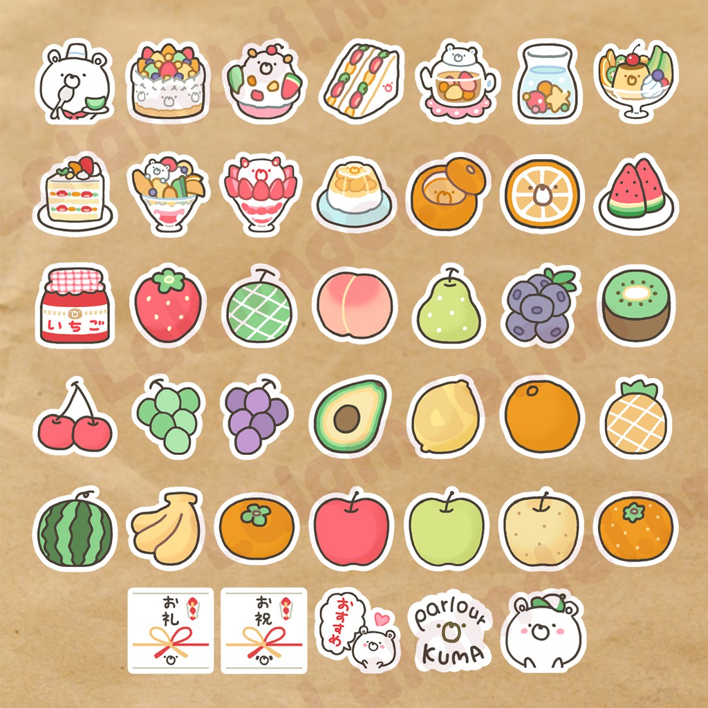 Hình vẽ sticker cute đồ ăn
