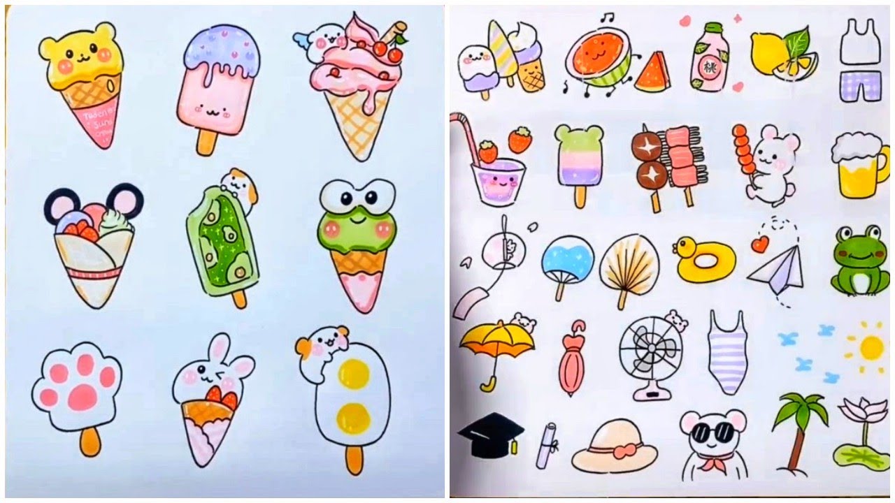 Sticker hình vẽ đồ ăn cute đơn giản